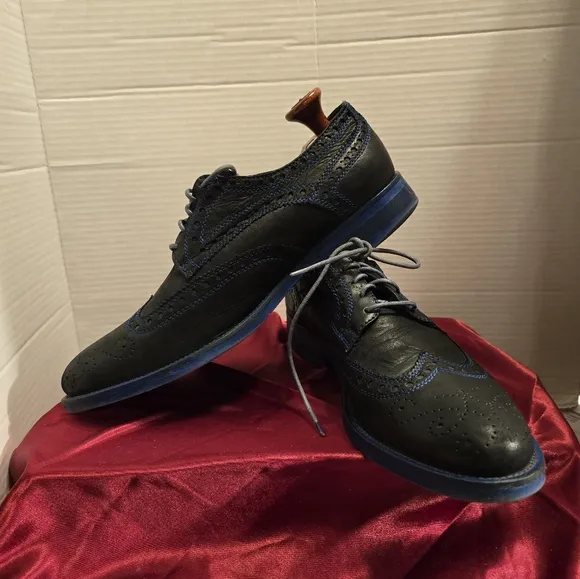 DONALD J. PLINER EMERI WINGTIP OXFORD NAVY BLUE LEATHER MEN'S SHOES SIZE 10.5