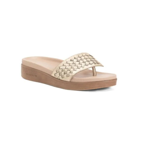 DONALD PLINER Platino Leather Fifi Wedge Sandals
