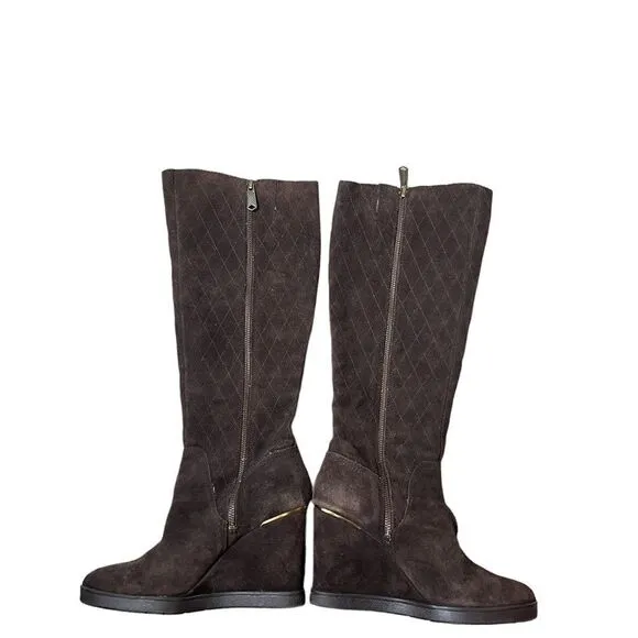DonaldJ. Pliner Cadi Brown Suede Wedge Boots, Size 7.5