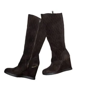 DonaldJ. Pliner Cadi Brown Suede Wedge Boots, Size 7.5