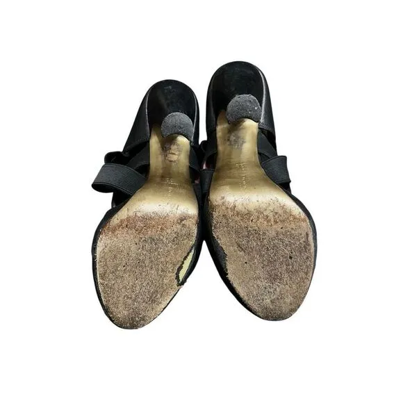 Donna Karan Well Worn Black Strappy Sexy Elastisized Slip On Heel