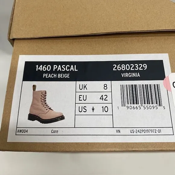 Dr Marten Doc Marten 1460 Pascal Boots Peach Beige Sz 10 Womens Virginia