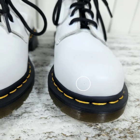 Dr. Martens 1460 &quot;Pascal&quot; White Leather Lace Up Combat Boot Shoe, Women's Size 6