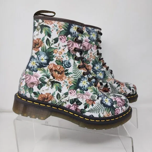Dr Martens 1460 Boots Womens 7 Multicolor Floral English Garden Leather Combat
