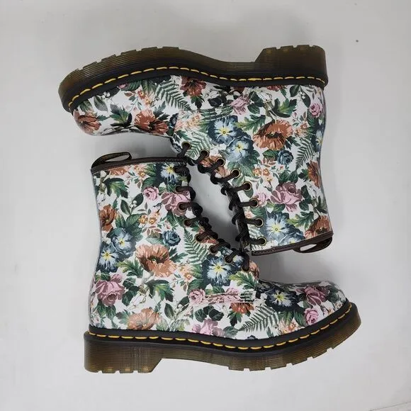 Dr Martens 1460 Boots Womens 7 Multicolor Floral English Garden Leather Combat