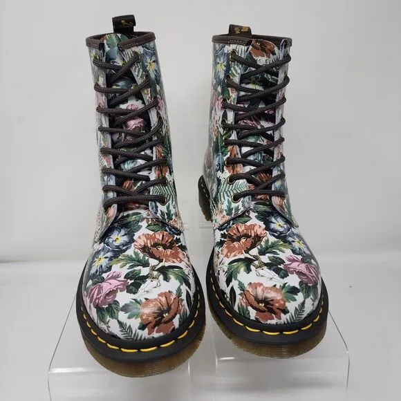 Dr Martens 1460 Boots Womens 7 Multicolor Floral English Garden Leather Combat