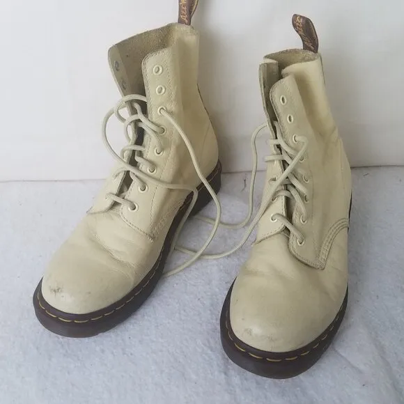 Dr Martens 1460 Pascal Virginia Leather butterLemon Yellow Women's Boots Size 11