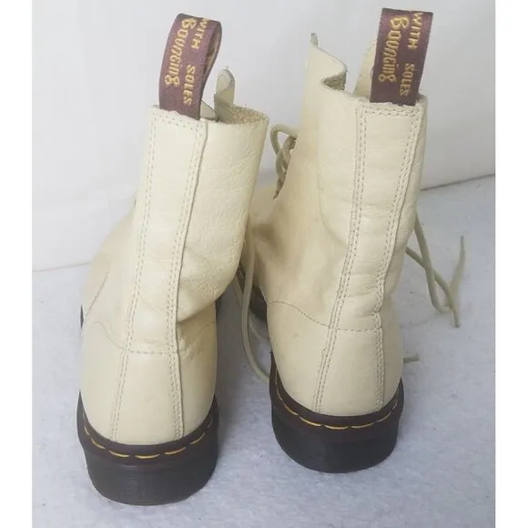 Dr Martens 1460 Pascal Virginia Leather butterLemon Yellow Women's Boots Size 11