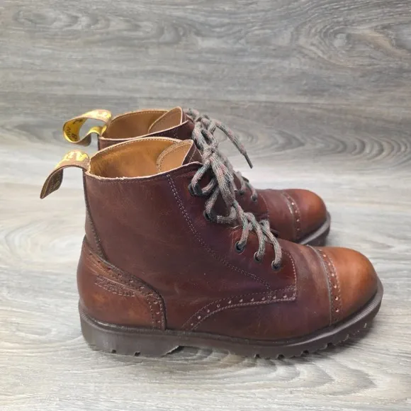 Dr. Martens 8125 Brown Cap Toe Boots UK 9 US 10 Made England Vintage Old Money
