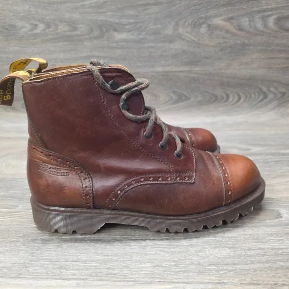 Dr. Martens 8125 Brown Cap Toe Boots UK 9 US 10 Made England Vintage Old Money