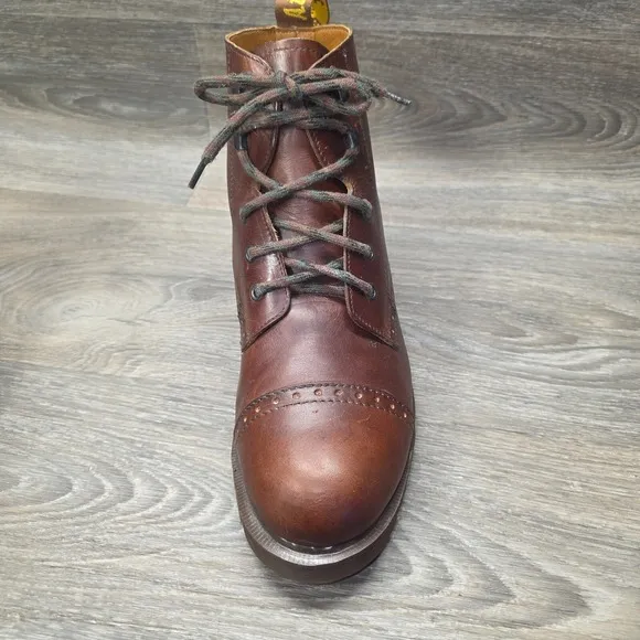 Dr. Martens 8125 Brown Cap Toe Boots UK 9 US 10 Made England Vintage Old Money