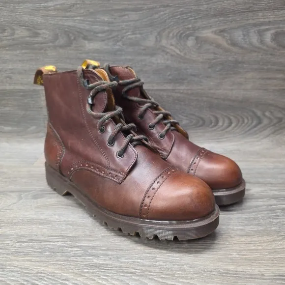 Dr. Martens 8125 Brown Cap Toe Boots UK 9 US 10 Made England Vintage Old Money