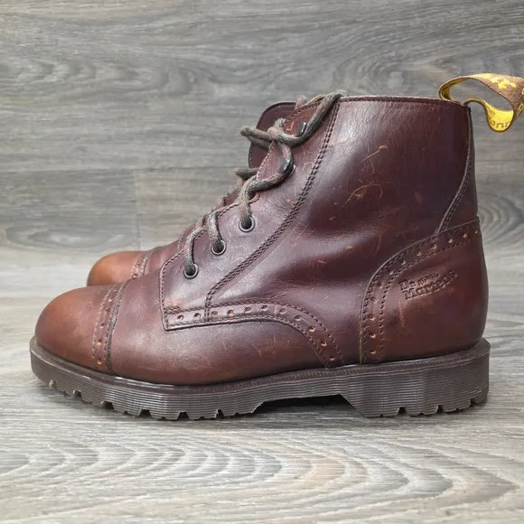Dr. Martens 8125 Brown Cap Toe Boots UK 9 US 10 Made England Vintage Old Money
