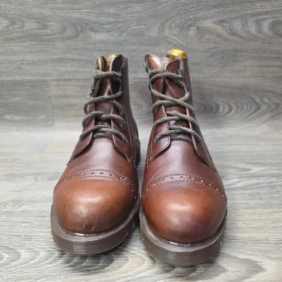 Dr. Martens 8125 Brown Cap Toe Boots UK 9 US 10 Made England Vintage Old Money