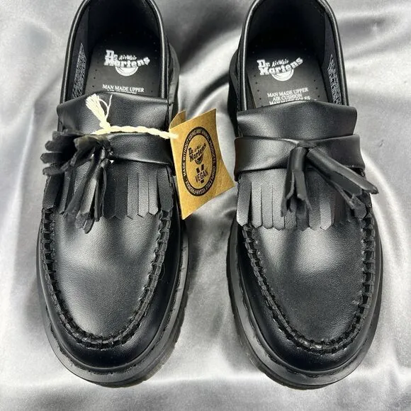 Dr. Martens Adrian Quad Mono Black Platform Shoes W 7.5 /M 6 EU 38 Vegan Leather