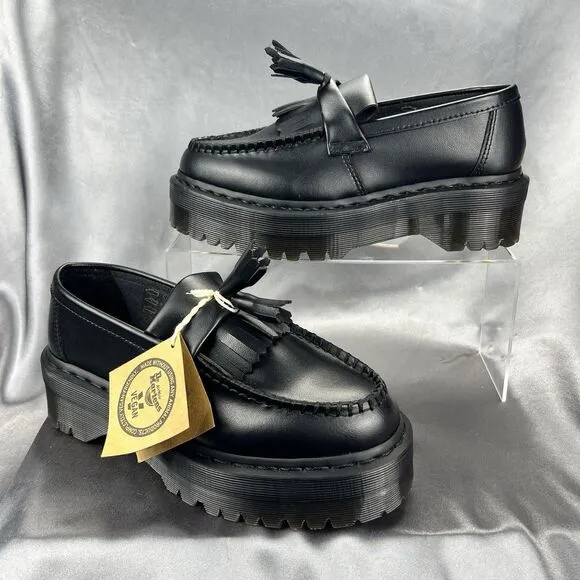 Dr. Martens Adrian Quad Mono Black Platform Shoes W 7.5 /M 6 EU 38 Vegan Leather