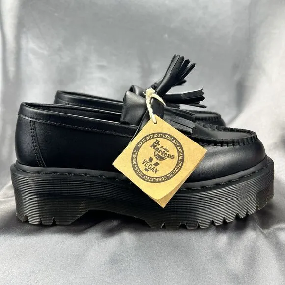 Dr. Martens Adrian Quad Mono Black Platform Shoes W 7.5 /M 6 EU 38 Vegan Leather