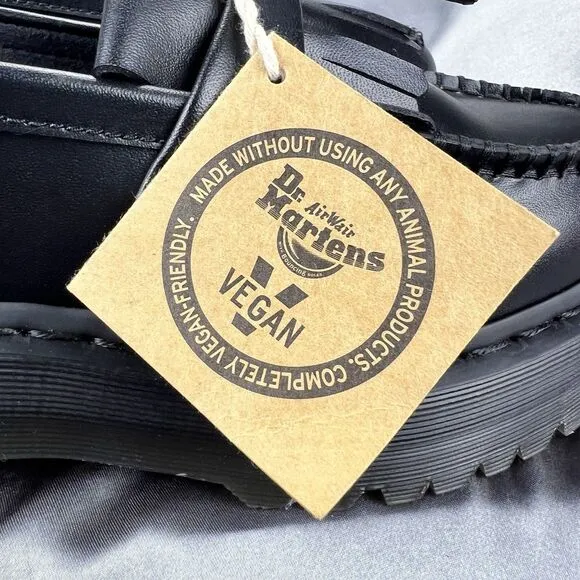 Dr. Martens Adrian Quad Mono Black Platform Shoes W 7.5 /M 6 EU 38 Vegan Leather
