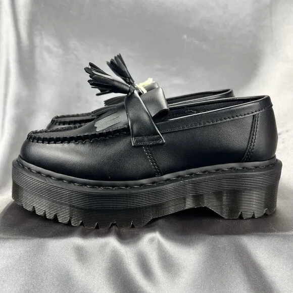 Dr. Martens Adrian Quad Mono Black Platform Shoes W 7.5 /M 6 EU 38 Vegan Leather