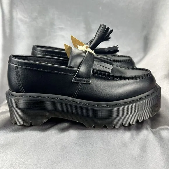 Dr. Martens Adrian Quad Mono Black Platform Shoes W 7.5 /M 6 EU 38 Vegan Leather