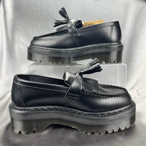 Dr. Martens Adrian Quad Mono Black Platform Shoes W 7.5 /M 6 EU 38 Vegan Leather
