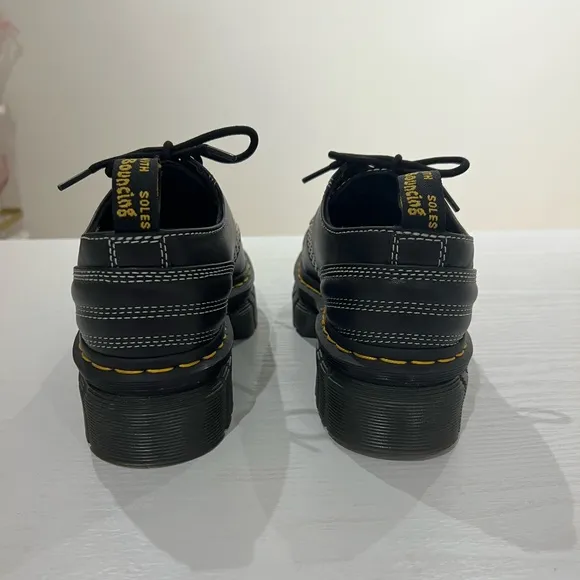 Dr. Martens Audrick White Stitch Leather Platform Shoes