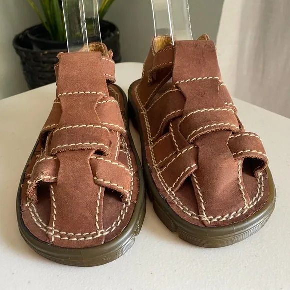 Dr. Martens Kids Leather Fisherman Sandals Brown Vintage Style Size 12