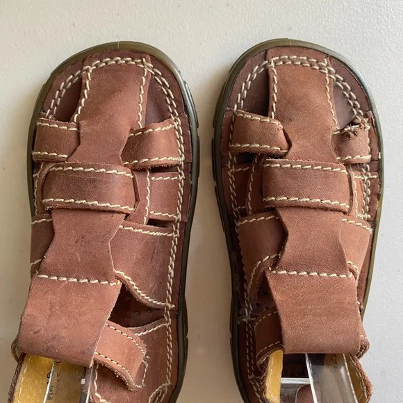 Dr. Martens Kids Leather Fisherman Sandals Brown Vintage Style Size 12