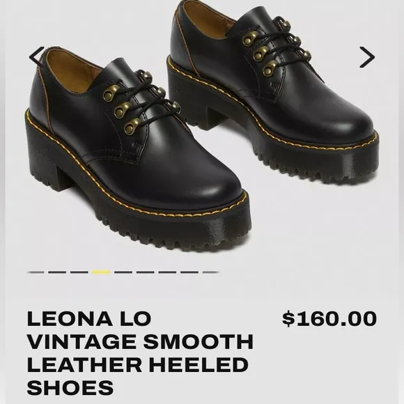 Dr Martens Leona smooth heeled black Oxford shoes Size EU 39