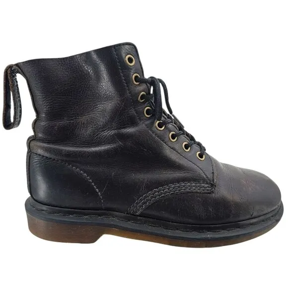 Dr. Martens Mens 8 Womens 9 Black Smooth Leather Lace Up Boots