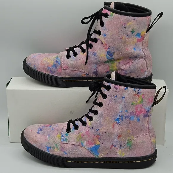 Dr Martens Pink Sheridan Gem Combst Boots Size 7