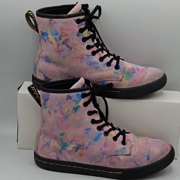 Dr Martens Pink Sheridan Gem Combst Boots Size 7