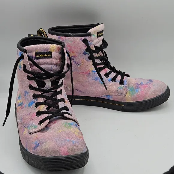 Dr Martens Pink Sheridan Gem Combst Boots Size 7