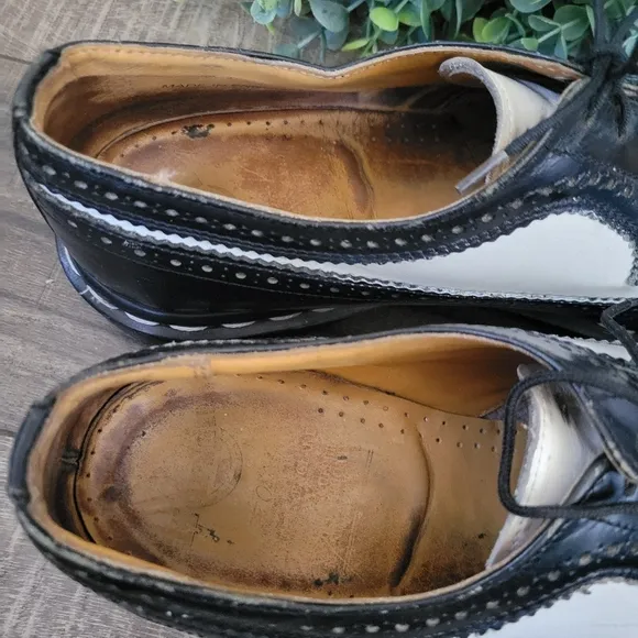 Dr. Marten's Vintage Made in England Black and White Brogue Oxford Wingtip Shoes