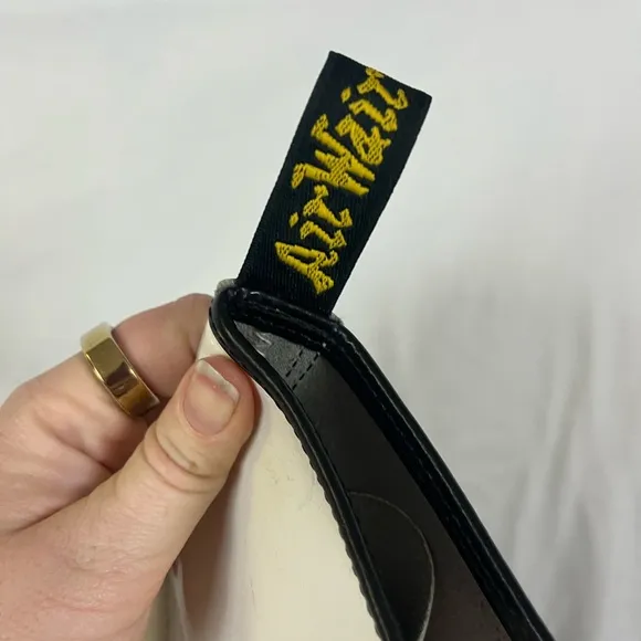 Dr. Martens Women’s White Patent Leather‎ Ribbon Laces Combat Boots- Size 9