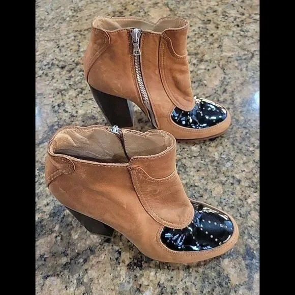 Dries Van Noten Ankle Boots Brown Leather Heeled Booties Womens Shoes 36 6 Italy