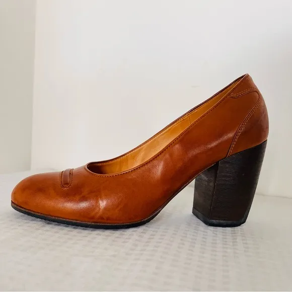 DRIES VAN NOTEN Vintage Brown Leather Heels Shoes Size 37 (7 M) Italy RARE