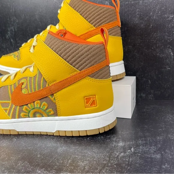 DUNK HIGH PRM SOMOS FAMILIA SHOES SIZE DIA DE MUERTOS GUM SOLE GOLD ORANGE BLACK