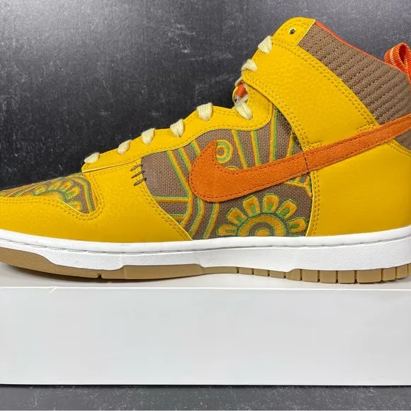 DUNK HIGH PRM SOMOS FAMILIA SHOES SIZE DIA DE MUERTOS GUM SOLE GOLD ORANGE BLACK