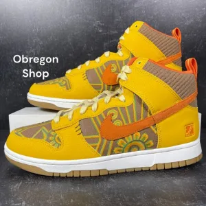 DUNK HIGH PRM SOMOS FAMILIA SHOES SIZE DIA DE MUERTOS GUM SOLE GOLD ORANGE BLACK