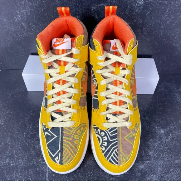 DUNK HIGH PRM SOMOS FAMILIA SHOES SIZE DIA DE MUERTOS GUM SOLE GOLD ORANGE BLACK