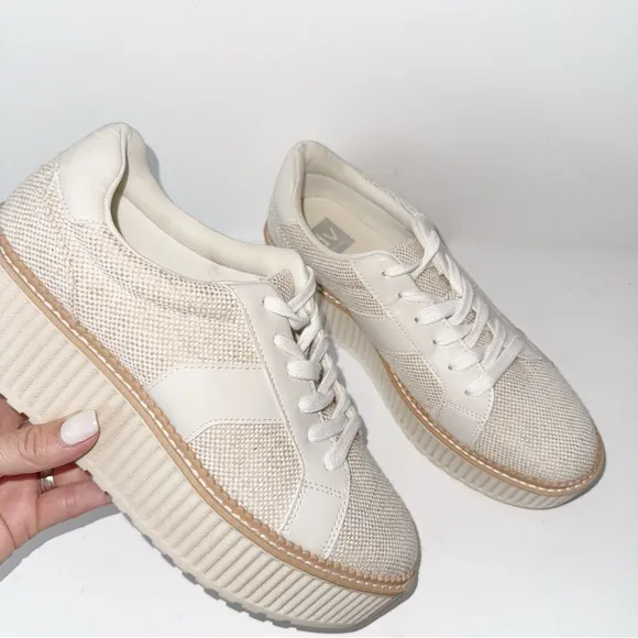 DV by Dolce Vita Bubbles Tan Almond Tweed Sz 9.5 Platform Y2K