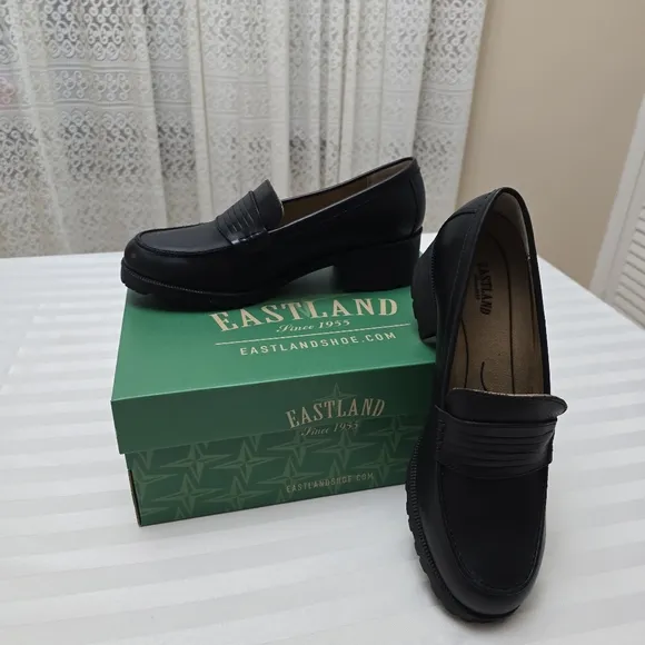 Eastland Black Flats and Loafers with Classic Penny Design