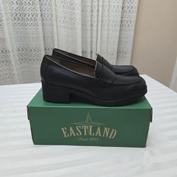 Eastland Black Flats and Loafers with Classic Penny Design