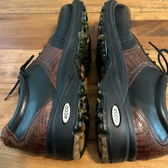 Ecco Classic Saddle Mens BrownCroc Black Leather Golf Shoes Size 43 EU