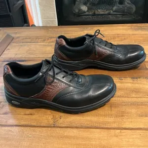 Ecco Classic Saddle Mens BrownCroc Black Leather Golf Shoes Size 43 EU