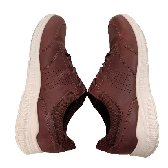 Ecco Irving Shoes Men's 10/44 Brown Leather Comfort Lace Up Walking Sneakers
