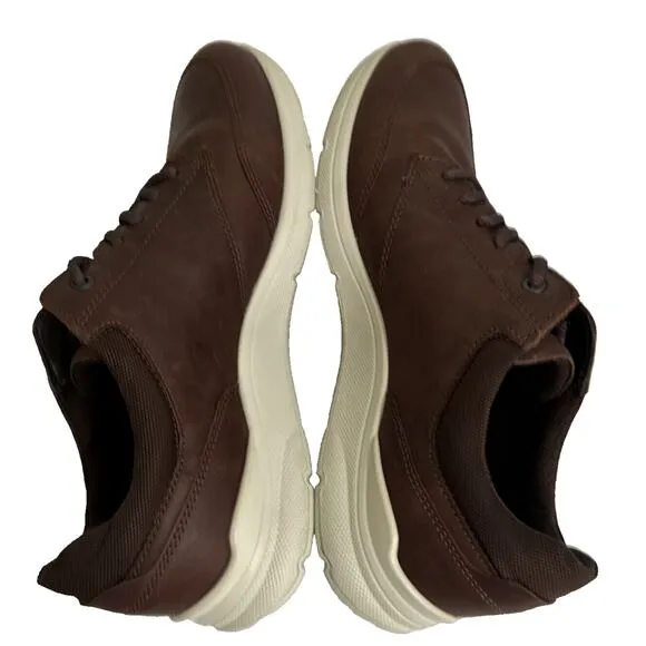 Ecco Irving Shoes Men's 10/44 Brown Leather Comfort Lace Up Walking Sneakers