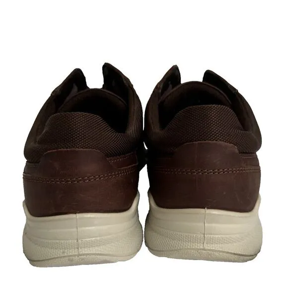 Ecco Irving Shoes Men's 10/44 Brown Leather Comfort Lace Up Walking Sneakers