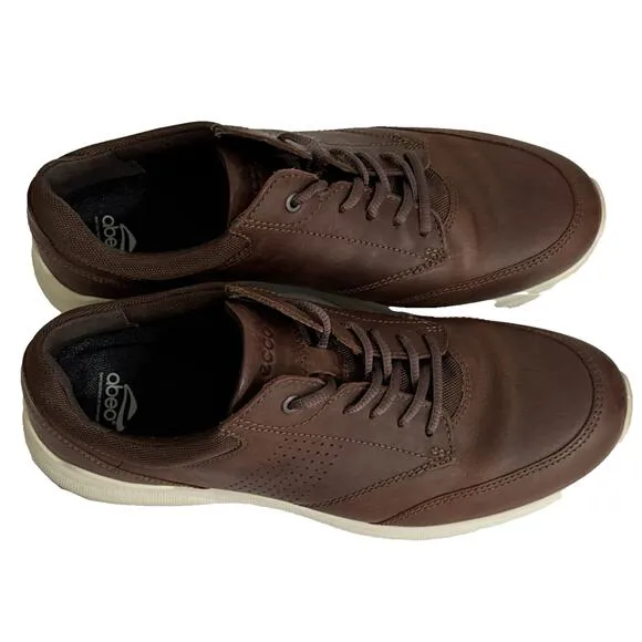 Ecco Irving Shoes Men's 10/44 Brown Leather Comfort Lace Up Walking Sneakers